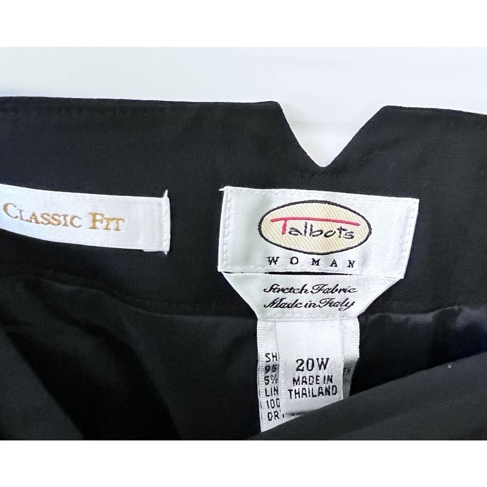 NEW VTG Talbots Black Wool Blend Pants 20W Plus Size Fabric Made Italy Classic - Picture 5 of 14